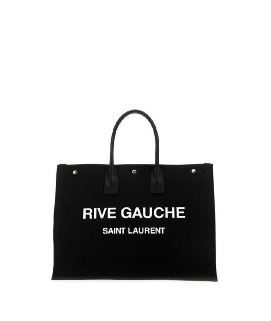 SAINT LAURENT Черная тканевая сумка тоут, фото 3
