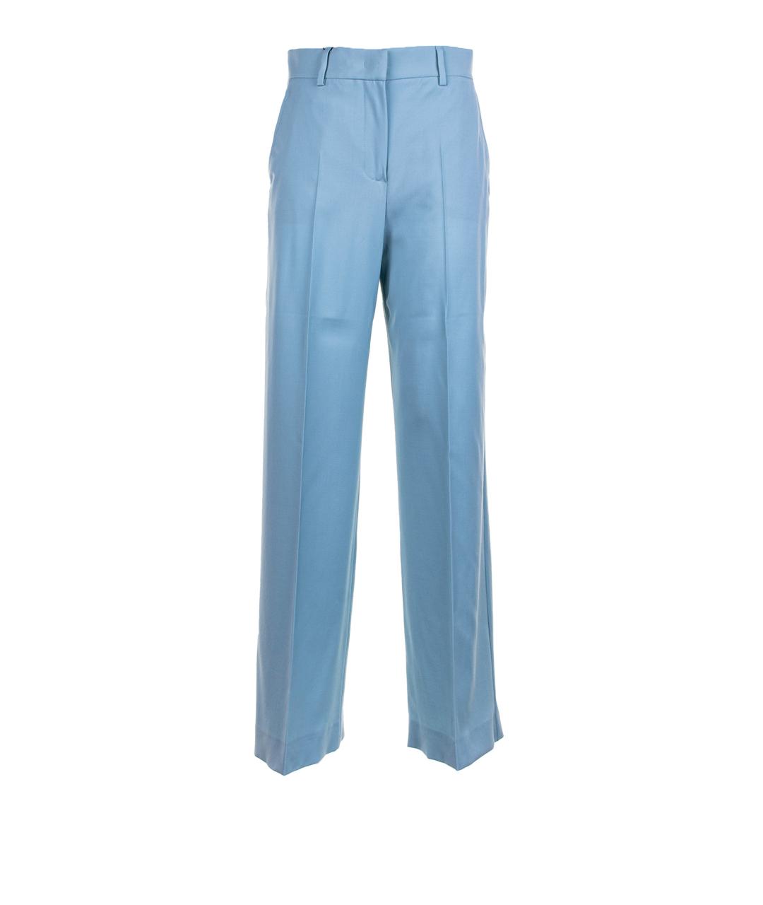 WEEKEND MAX MARA Голубые шерстяные прямые брюки, фото 1