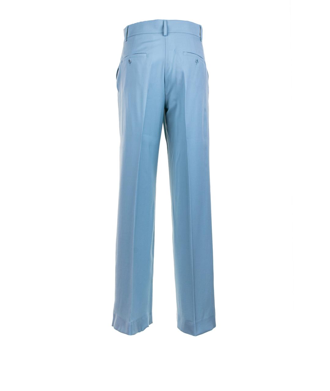 WEEKEND MAX MARA Голубые шерстяные прямые брюки, фото 2