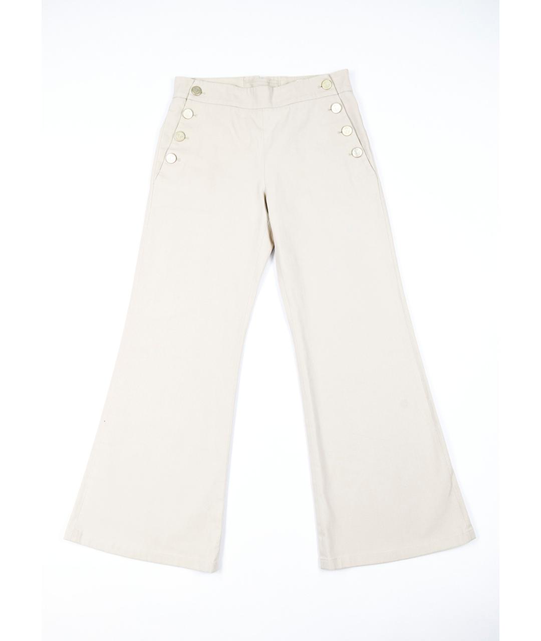MAX MARA Бежевые хлопко-эластановые брюки широкие, фото 5