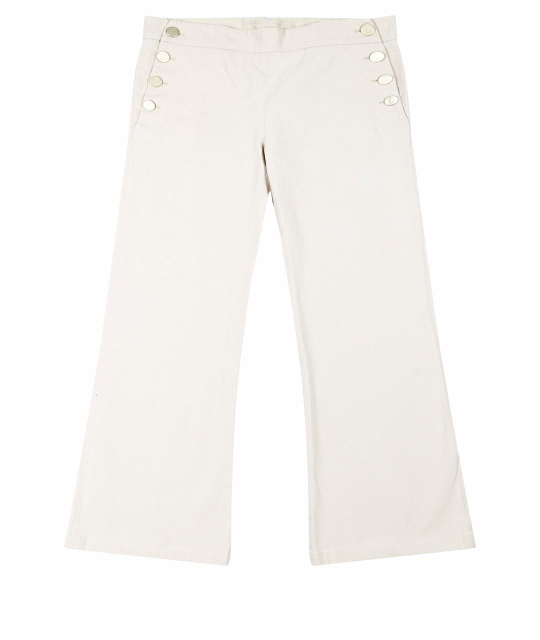 MAX MARA Бежевые хлопко-эластановые брюки широкие, фото 1
