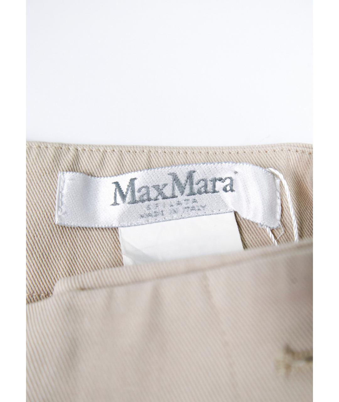 MAX MARA Бежевые хлопко-эластановые брюки широкие, фото 3