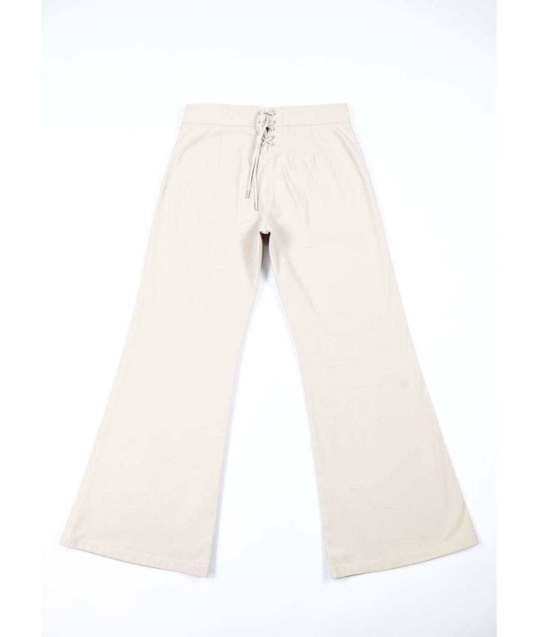 MAX MARA Бежевые хлопко-эластановые брюки широкие, фото 2