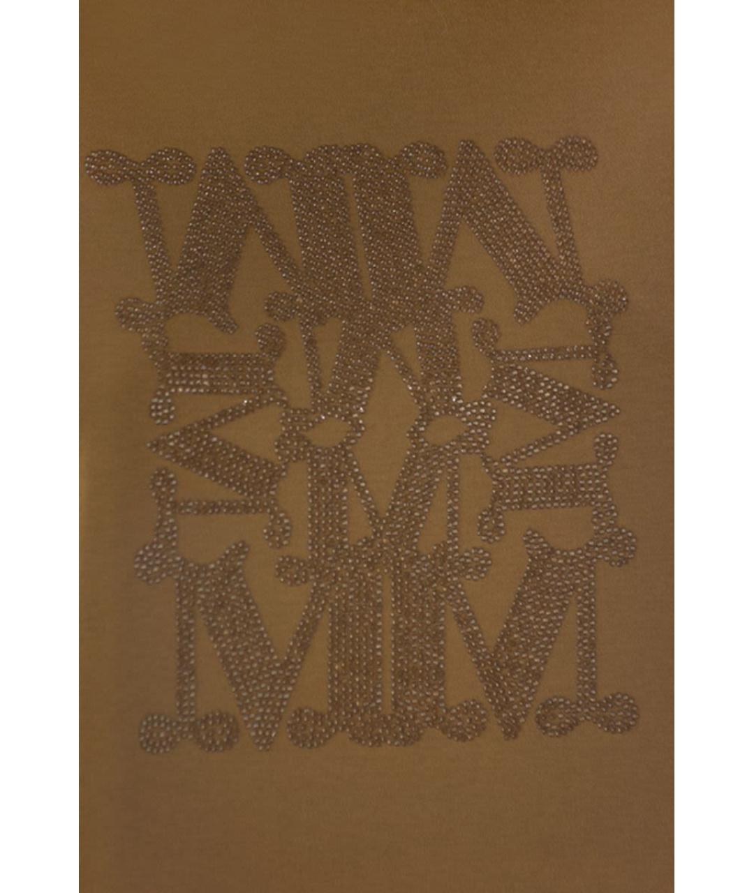 MAX MARA Коричневая хлопковая футболка, фото 4