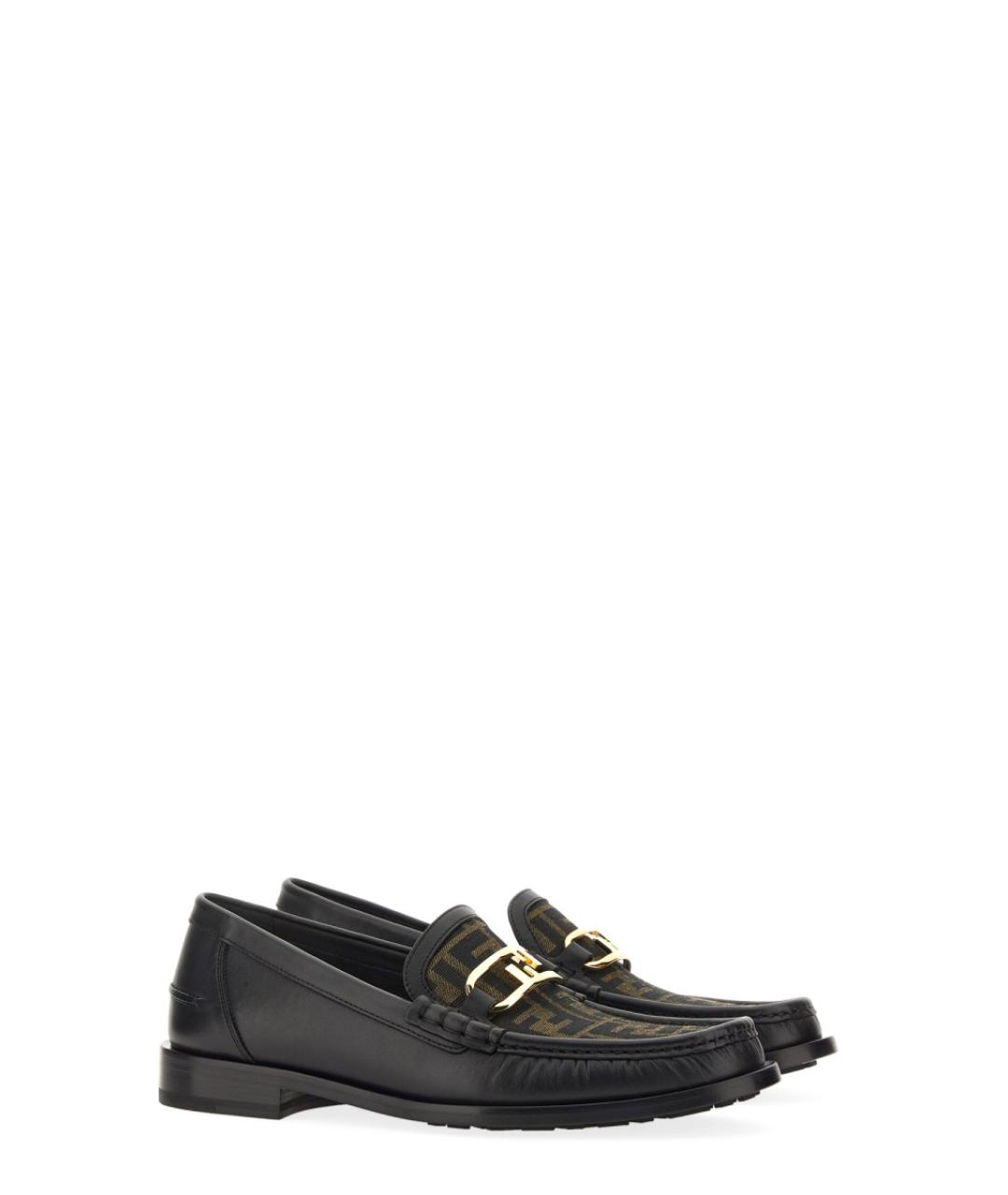 FENDI Черные кожаные лоферы, фото 2