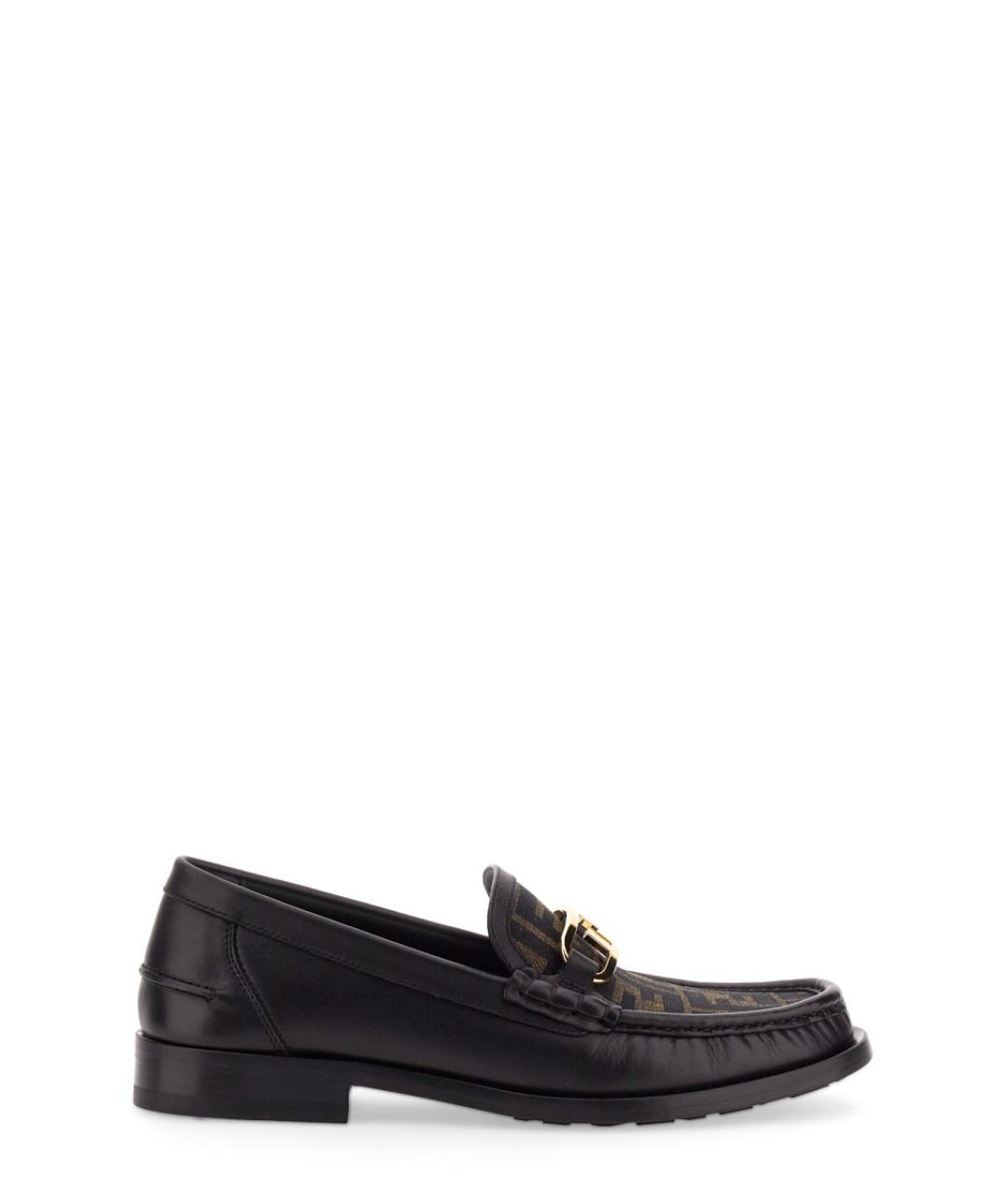 FENDI Черные кожаные лоферы, фото 1