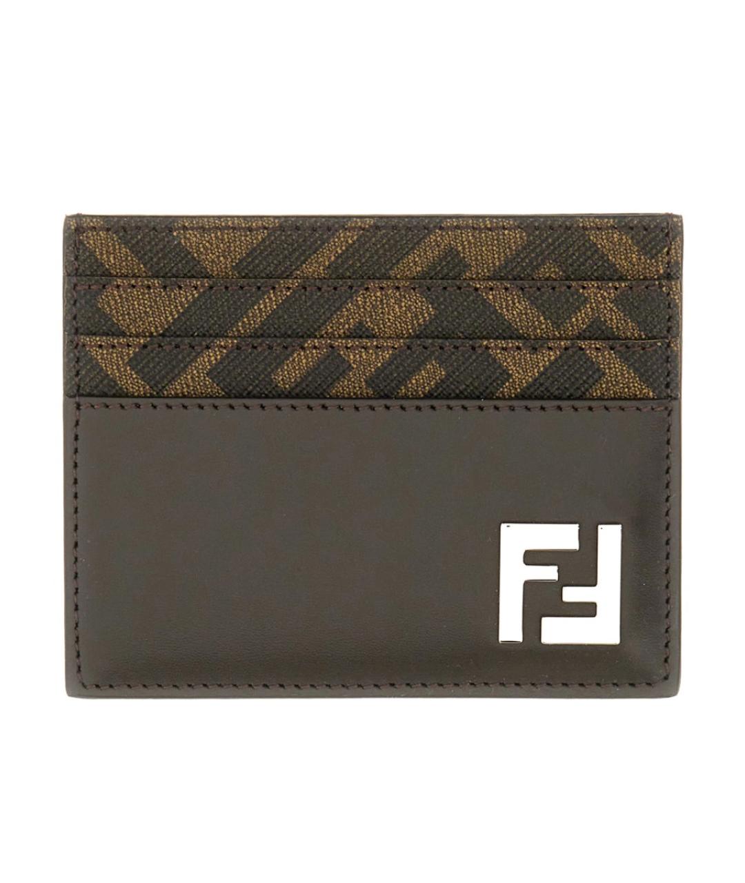 FENDI Коричневый кожаный кардхолдер, фото 1