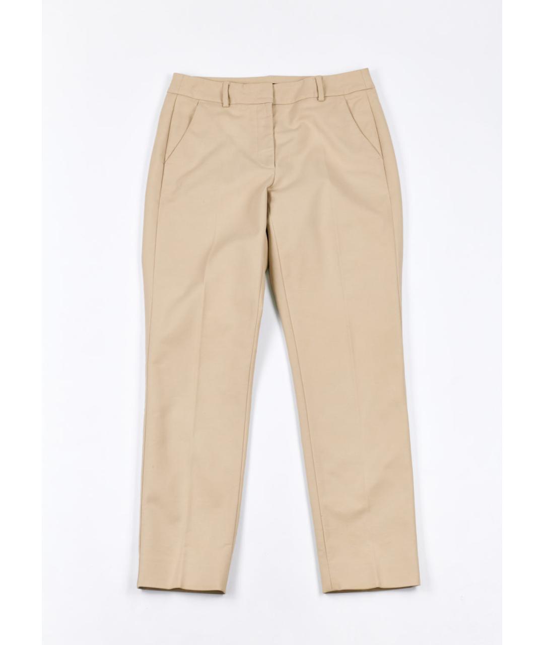 WEEKEND MAX MARA Бежевые хлопко-эластановые прямые брюки, фото 5