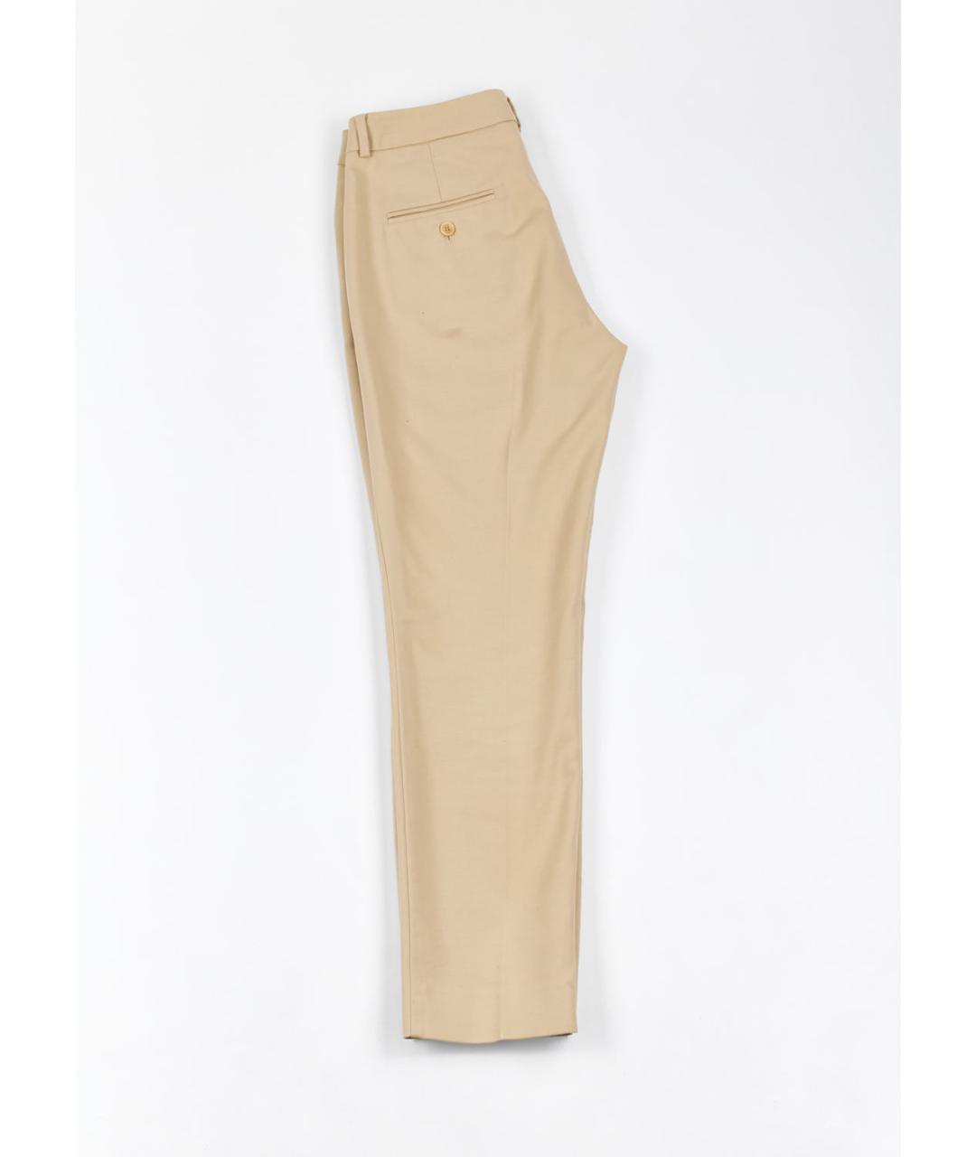 WEEKEND MAX MARA Бежевые хлопко-эластановые прямые брюки, фото 2
