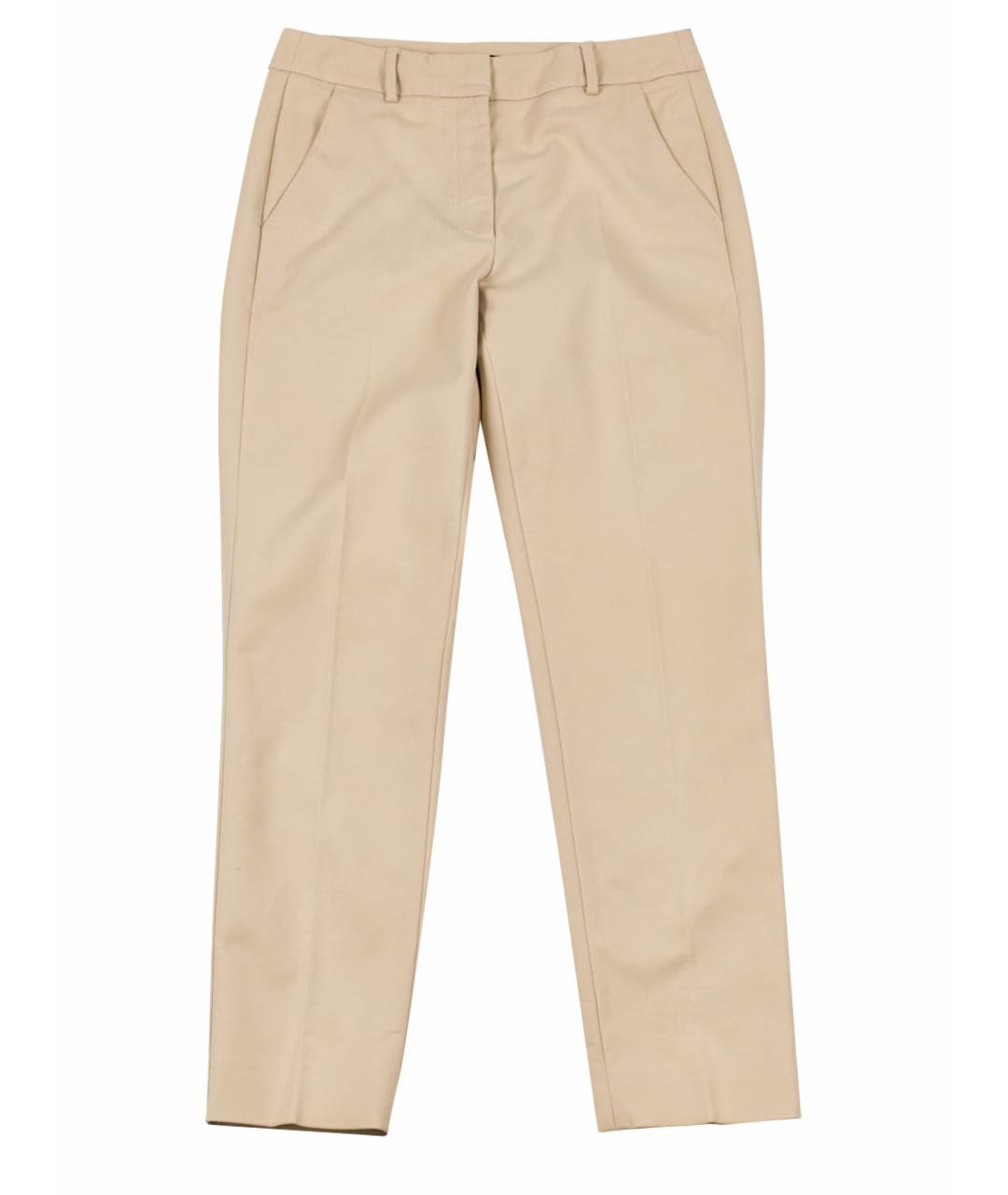 WEEKEND MAX MARA Бежевые хлопко-эластановые прямые брюки, фото 1