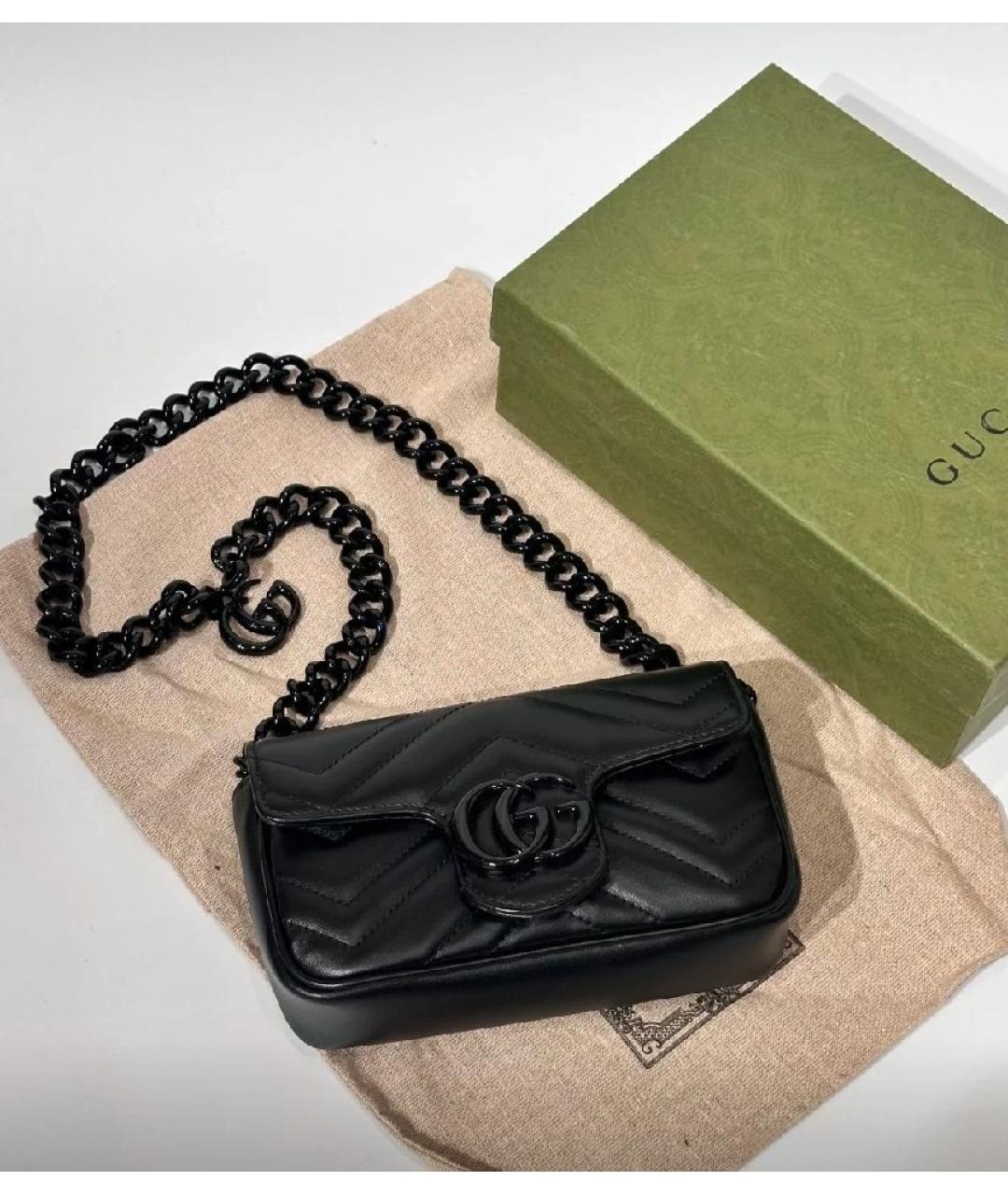 GUCCI Черная кожаная сумка через плечо, фото 4