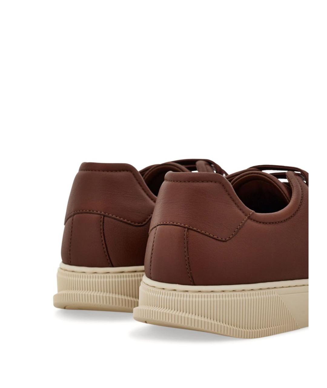 FERRAGAMO Коричневые кожаные низкие кроссовки / кеды, фото 3