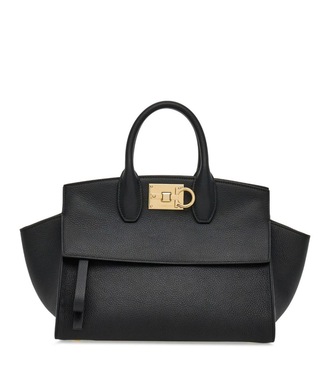 FERRAGAMO Черная кожаная сумка тоут, фото 1