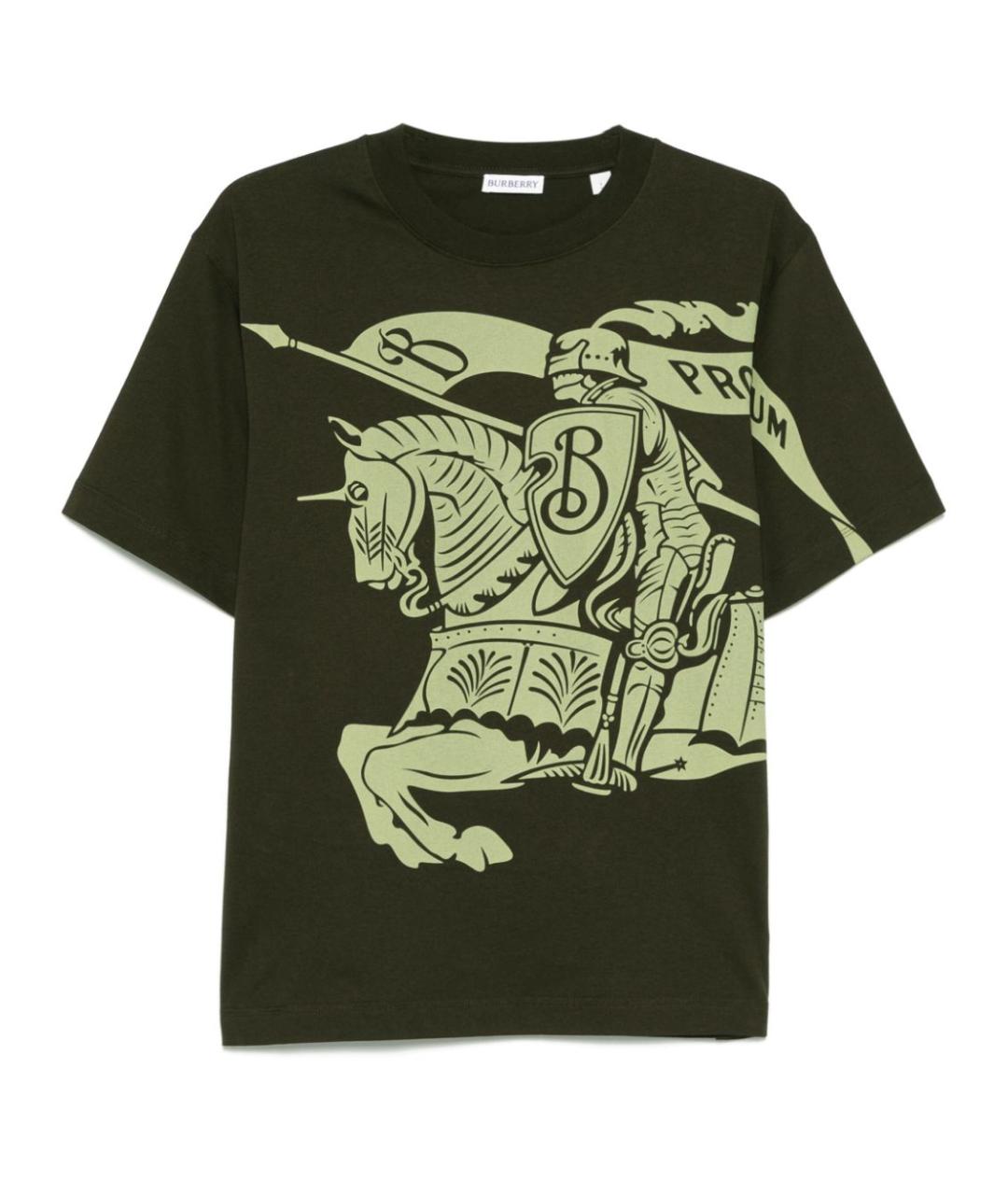 BURBERRY Хаки хлопковая футболка, фото 1