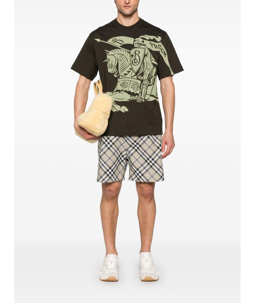 BURBERRY Хаки хлопковая футболка, фото 2