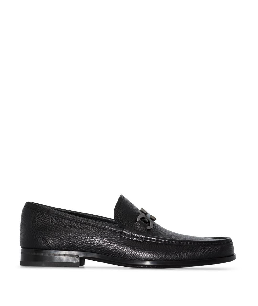 FERRAGAMO Черные кожаные лоферы, фото 1