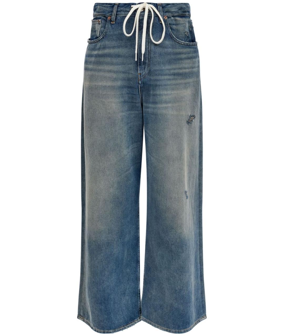 MM6 MAISON MARGIELA Синие хлопковые прямые джинсы, фото 1