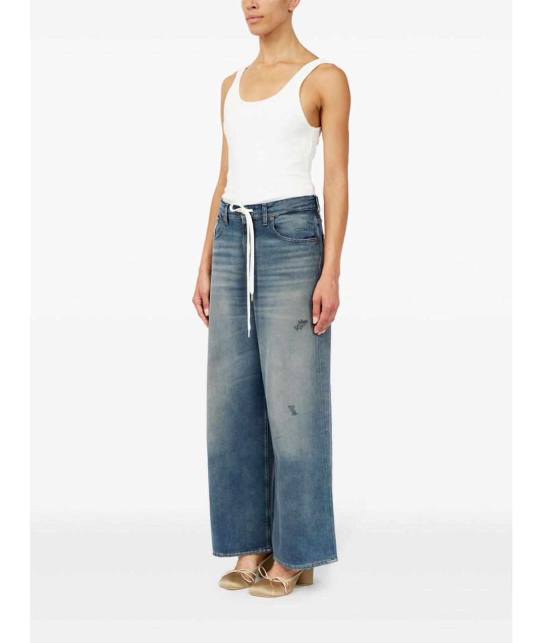 MM6 MAISON MARGIELA Синие хлопковые прямые джинсы, фото 3