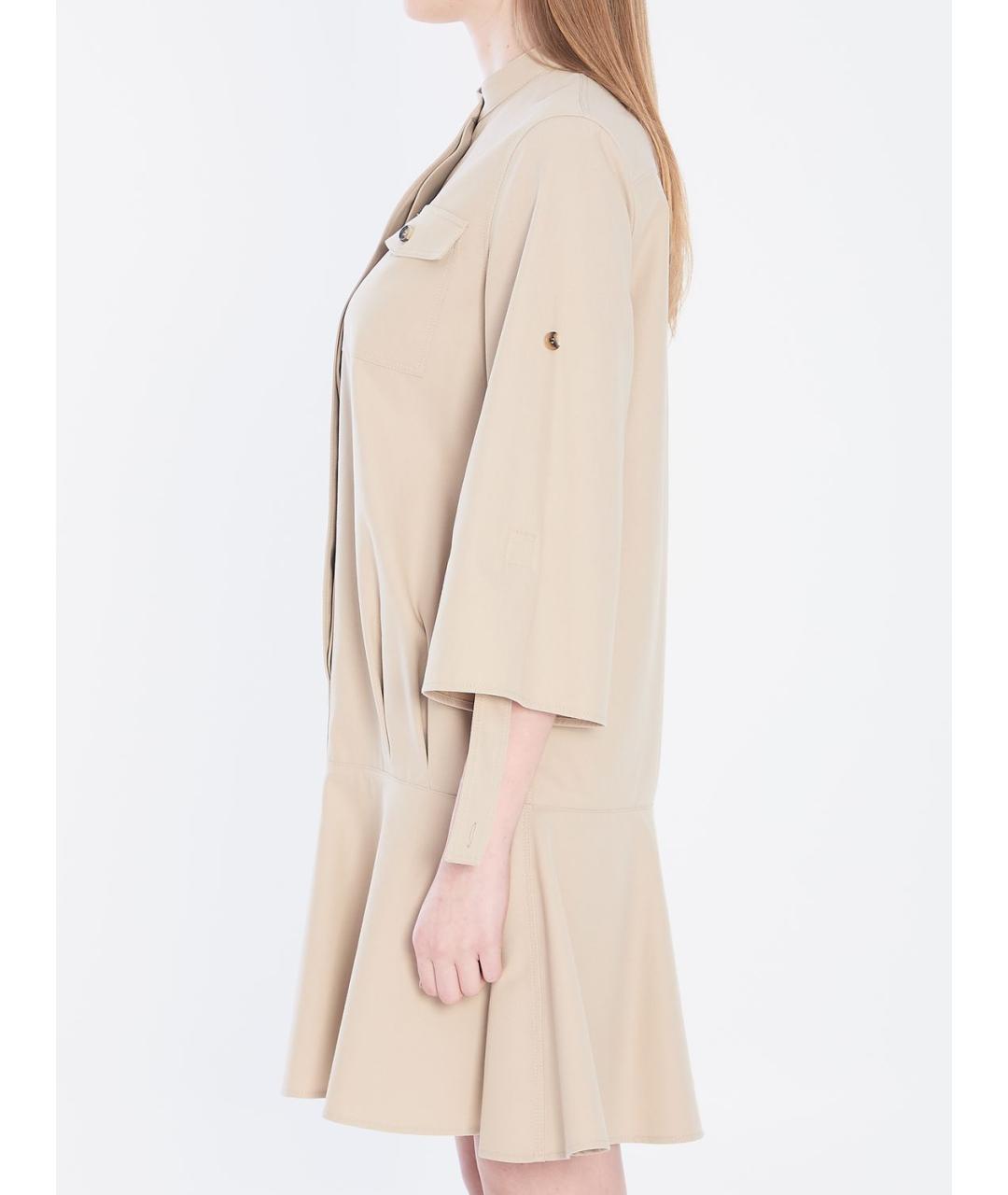 LOEWE Бежевое хлопковое повседневное платье, фото 4