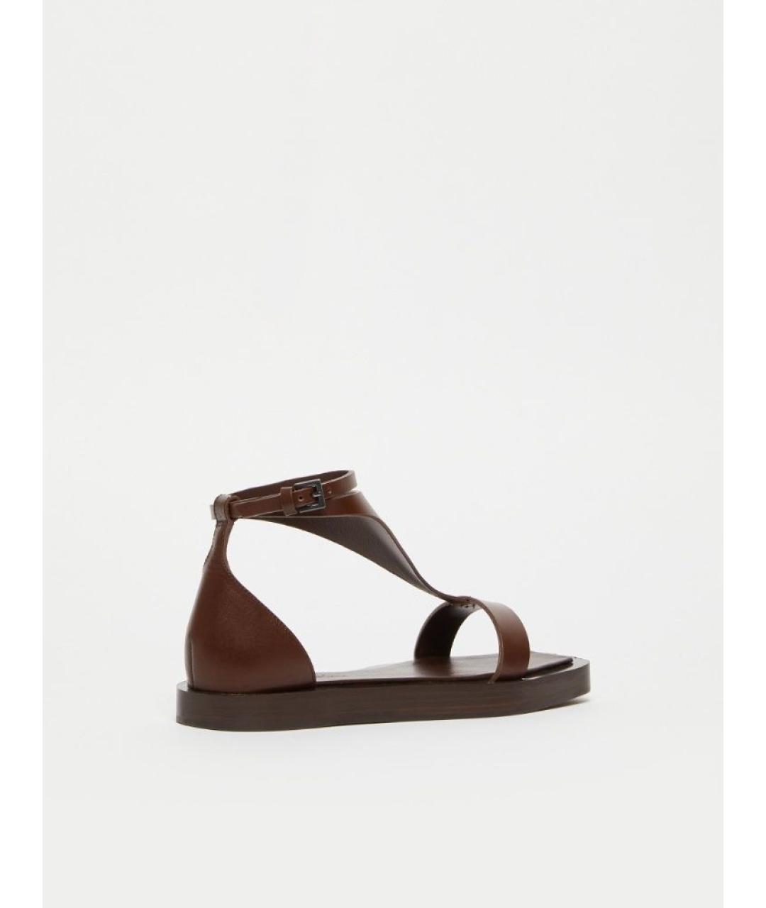 MAX MARA Коричневые кожаные сандалии, фото 3