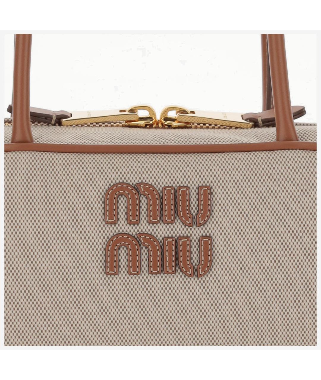 MIU MIU Бежевая тканевая сумка через плечо, фото 4