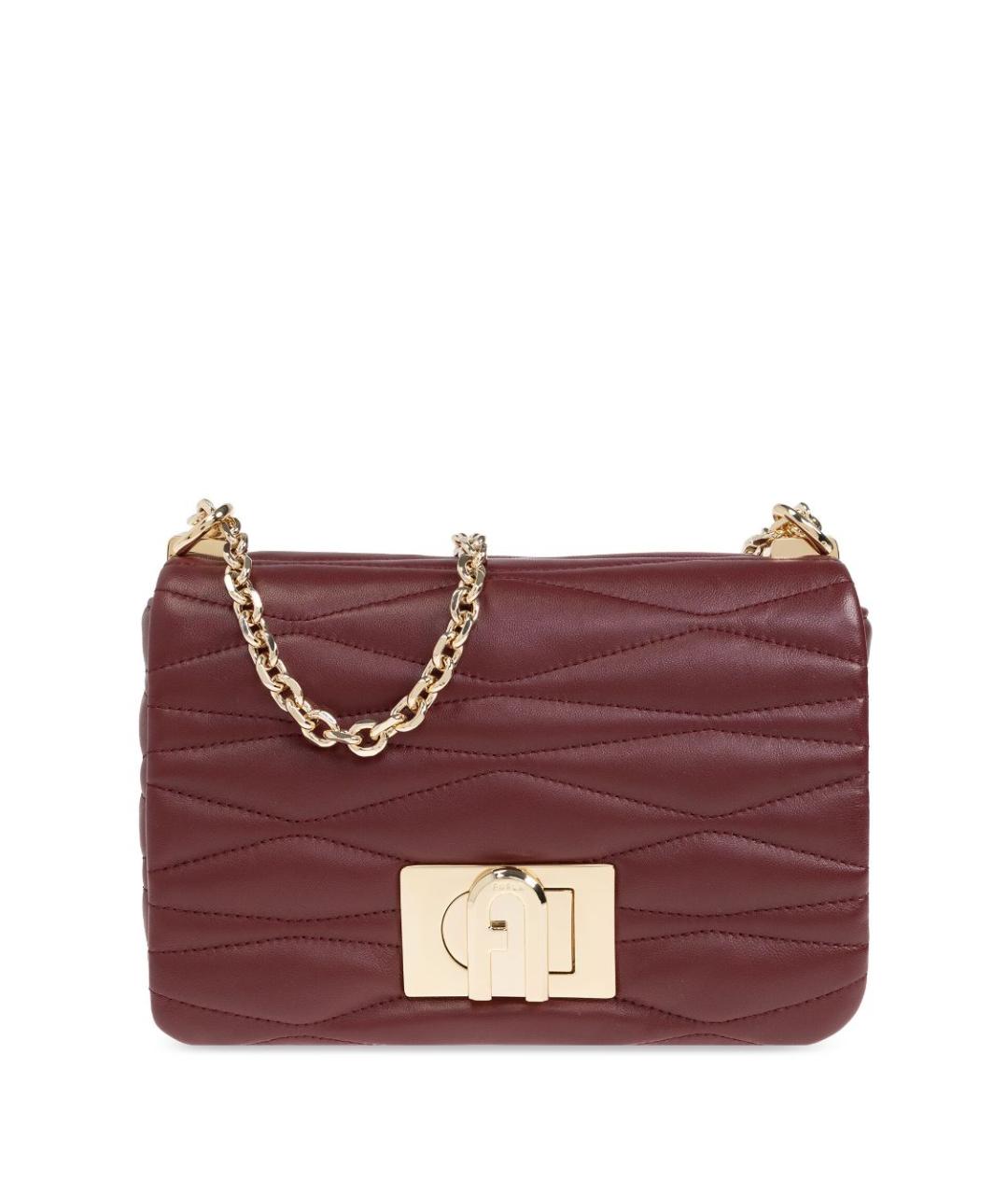 FURLA Бордовая кожаная сумка через плечо, фото 1