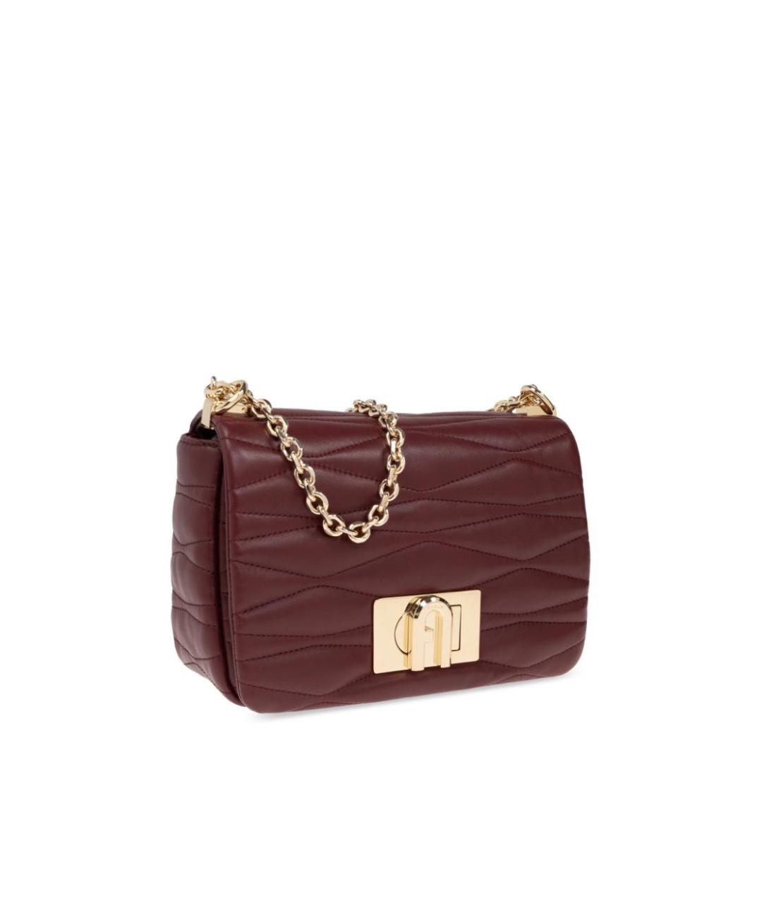 FURLA Бордовая кожаная сумка через плечо, фото 5
