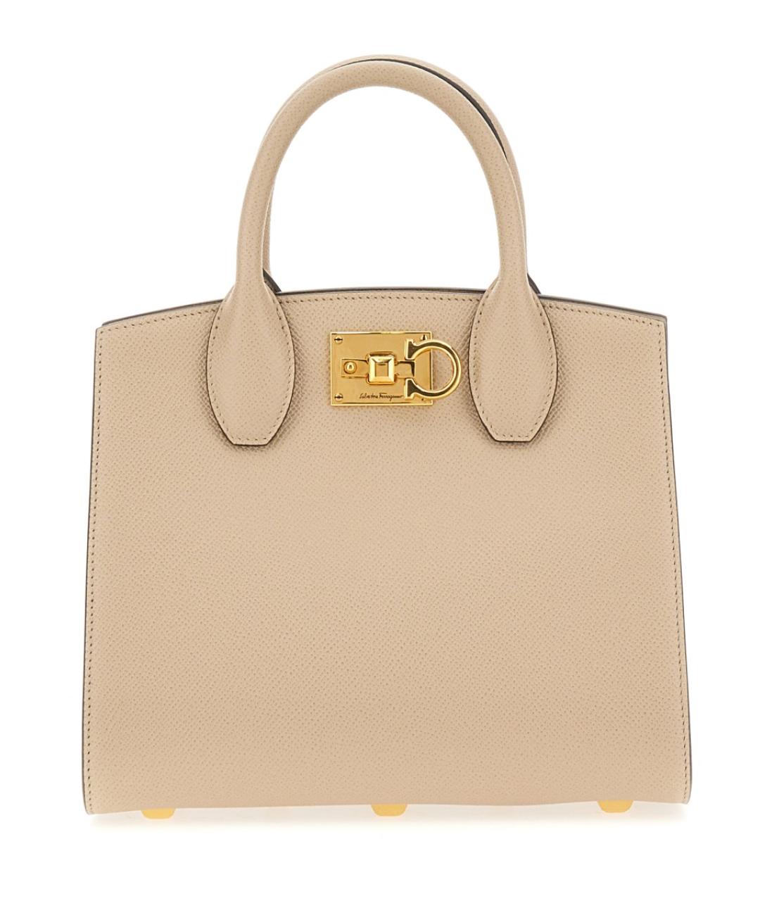 FERRAGAMO Бежевая кожаная сумка тоут, фото 1