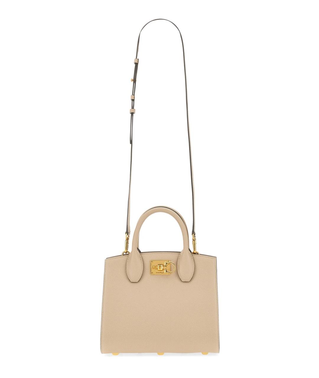 FERRAGAMO Бежевая кожаная сумка тоут, фото 2
