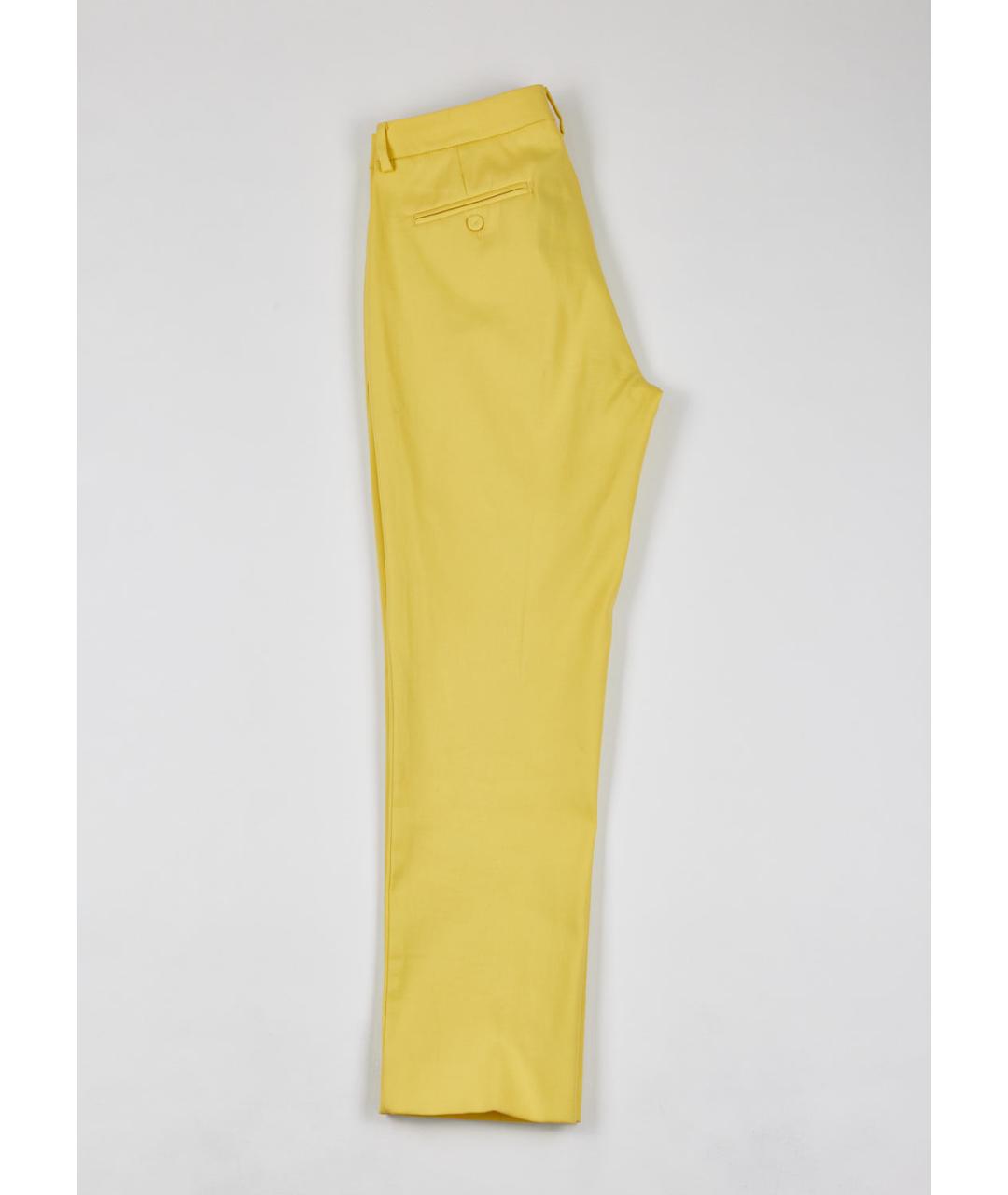 WEEKEND MAX MARA Желтые хлопко-эластановые прямые брюки, фото 2
