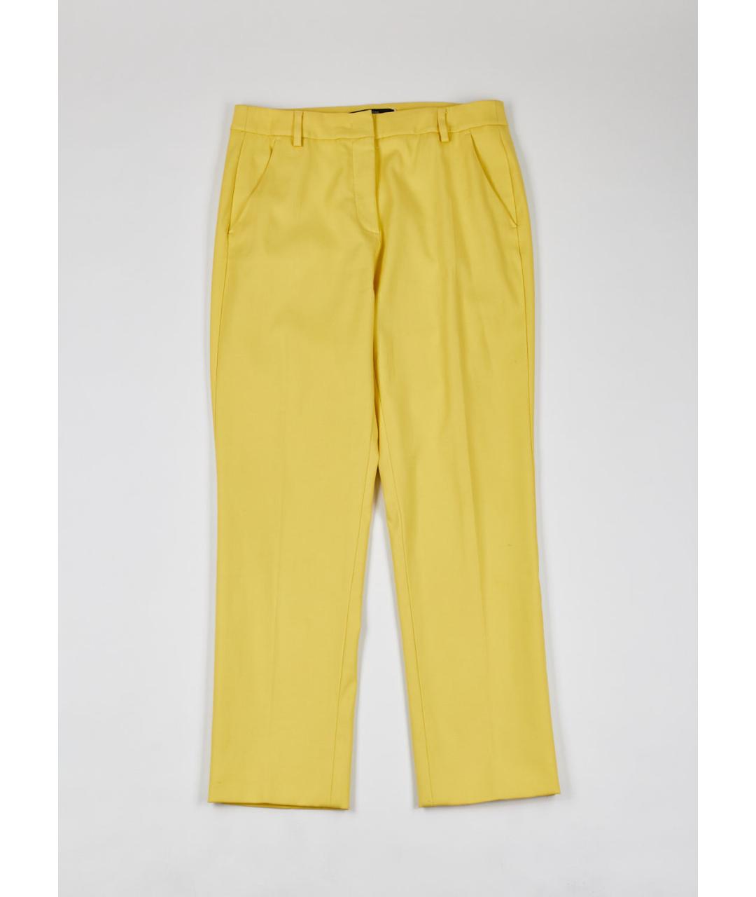 WEEKEND MAX MARA Желтые хлопко-эластановые прямые брюки, фото 5