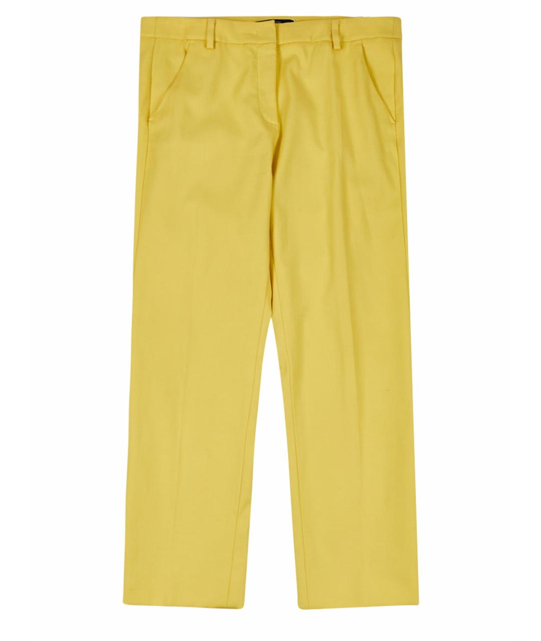 WEEKEND MAX MARA Желтые хлопко-эластановые прямые брюки, фото 1