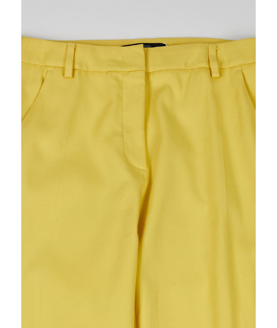 WEEKEND MAX MARA Желтые хлопко-эластановые прямые брюки, фото 4