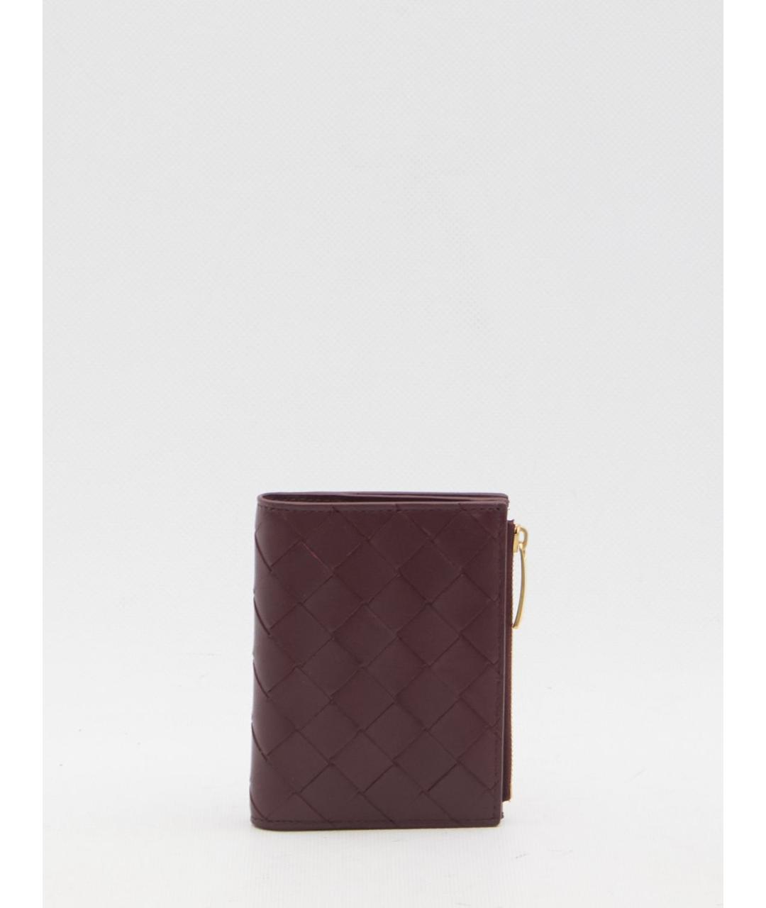 BOTTEGA VENETA Бордовый кожаный кошелек, фото 5