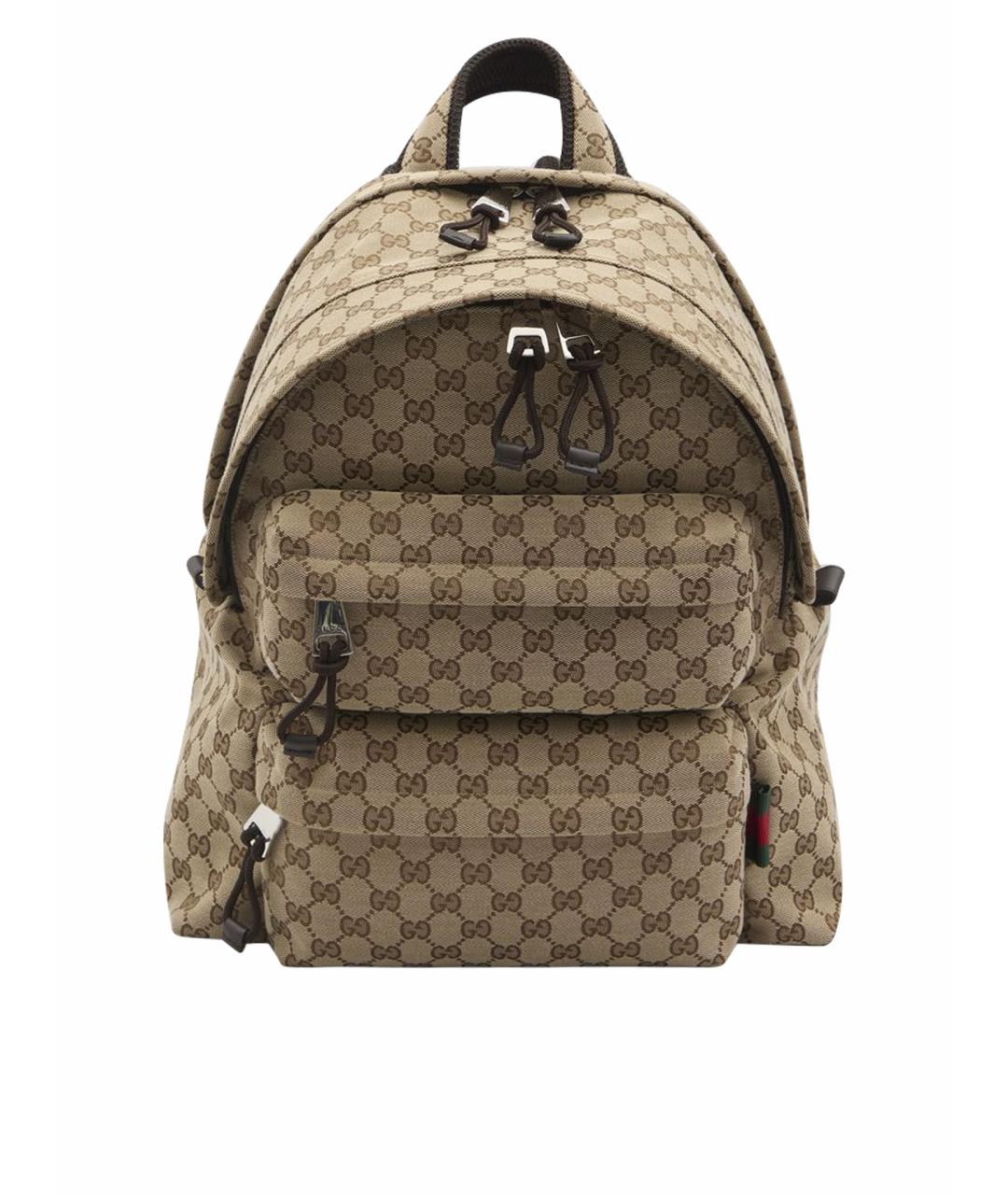 GUCCI Бежевый жаккардовый рюкзак, фото 1