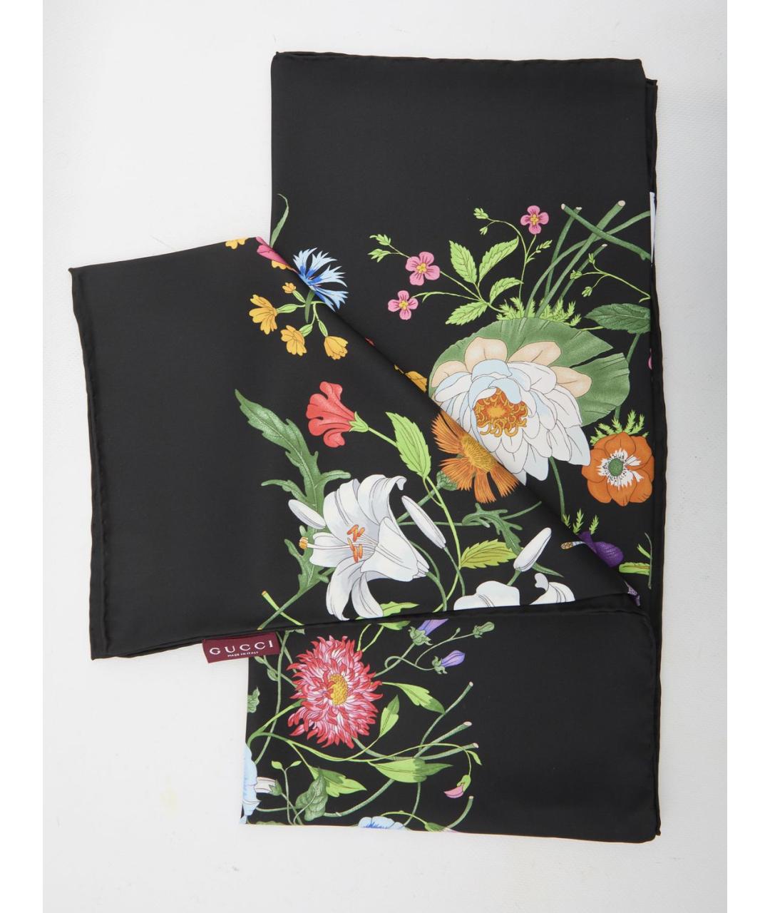 GUCCI Черный шелковый шарф, фото 2
