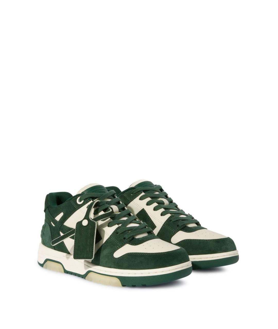 OFF-WHITE Зеленые кожаные низкие кроссовки / кеды, фото 5