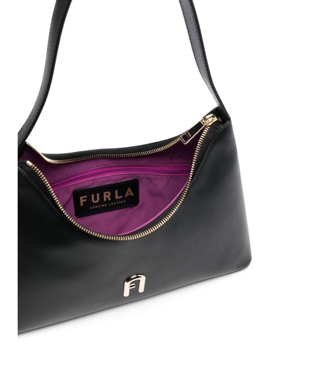 FURLA Черная кожаная сумка через плечо, фото 4