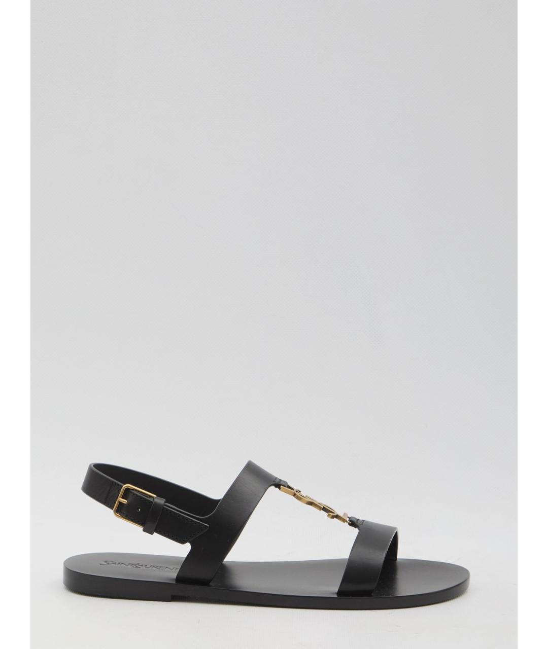 SAINT LAURENT Черные кожаные сандалии, фото 6