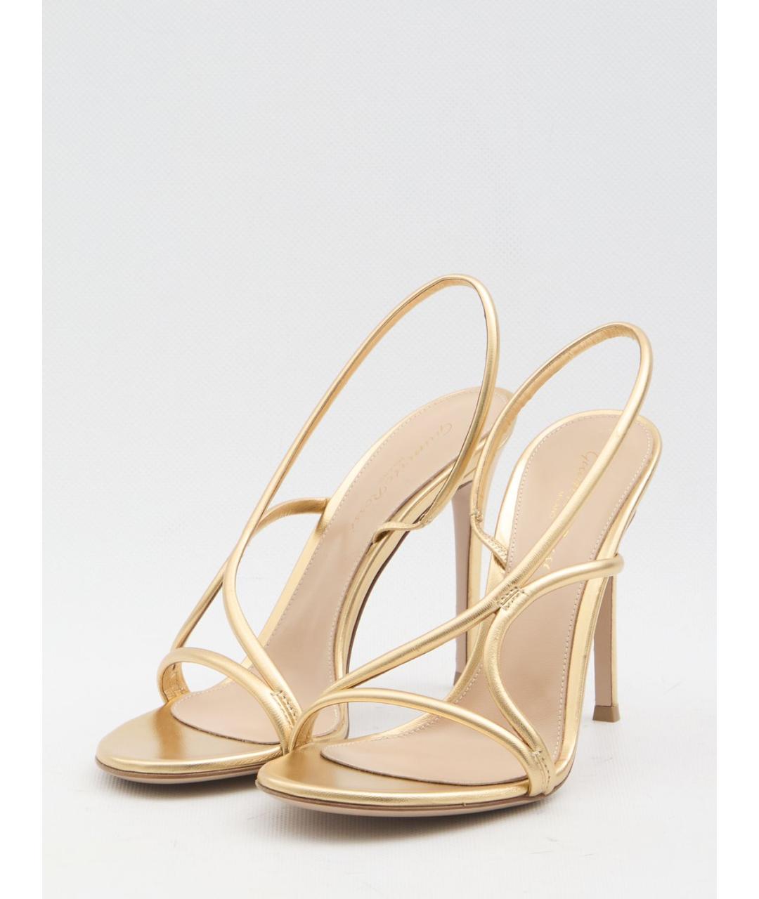 GIANVITO ROSSI Золотые кожаные босоножки, фото 2