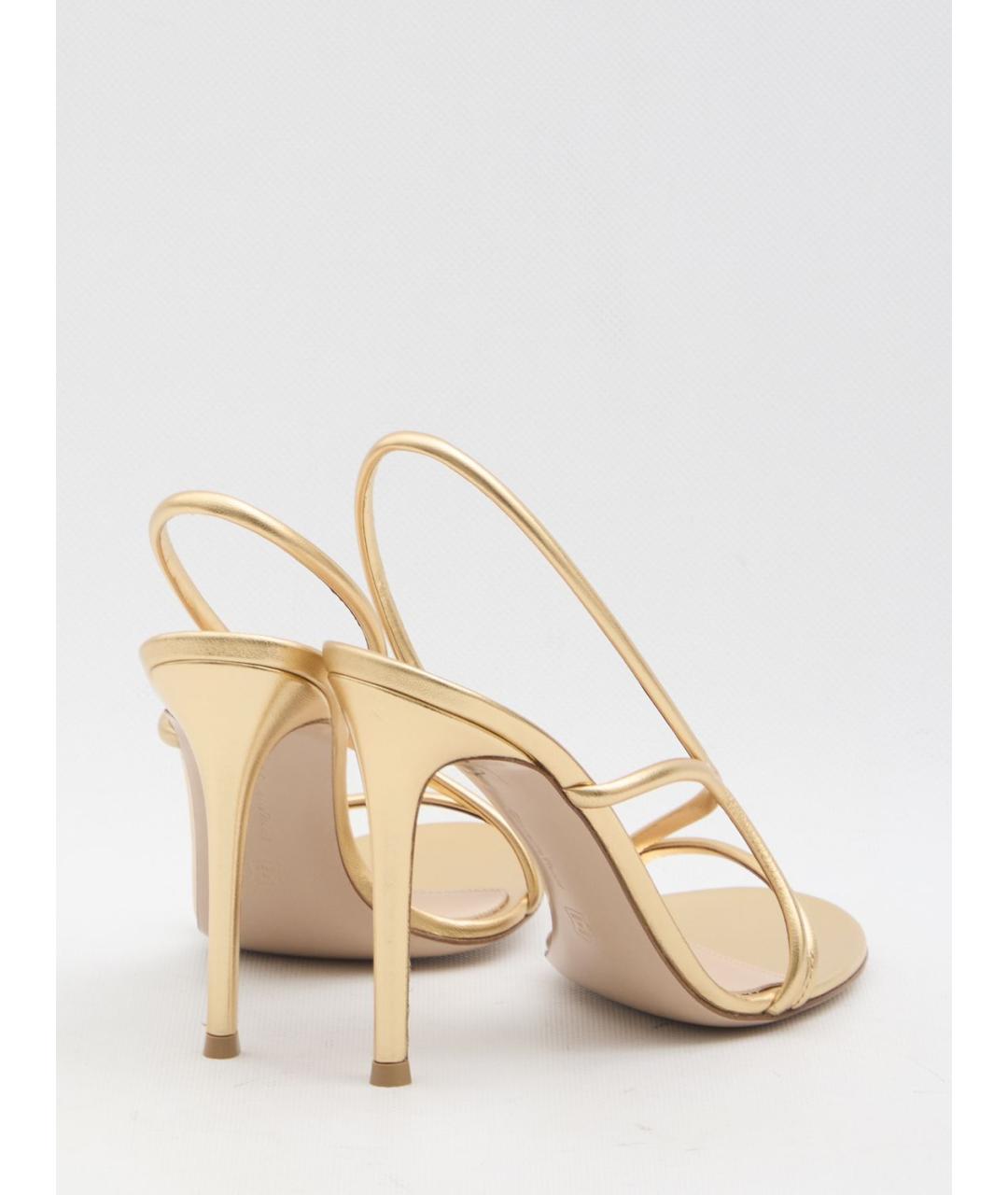 GIANVITO ROSSI Золотые кожаные босоножки, фото 3