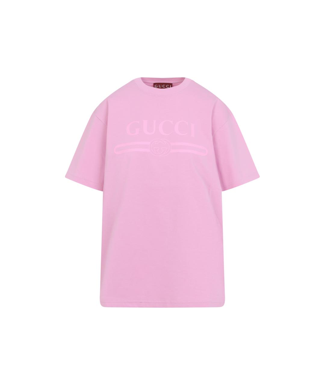 GUCCI Розовая хлопковая футболка, фото 1
