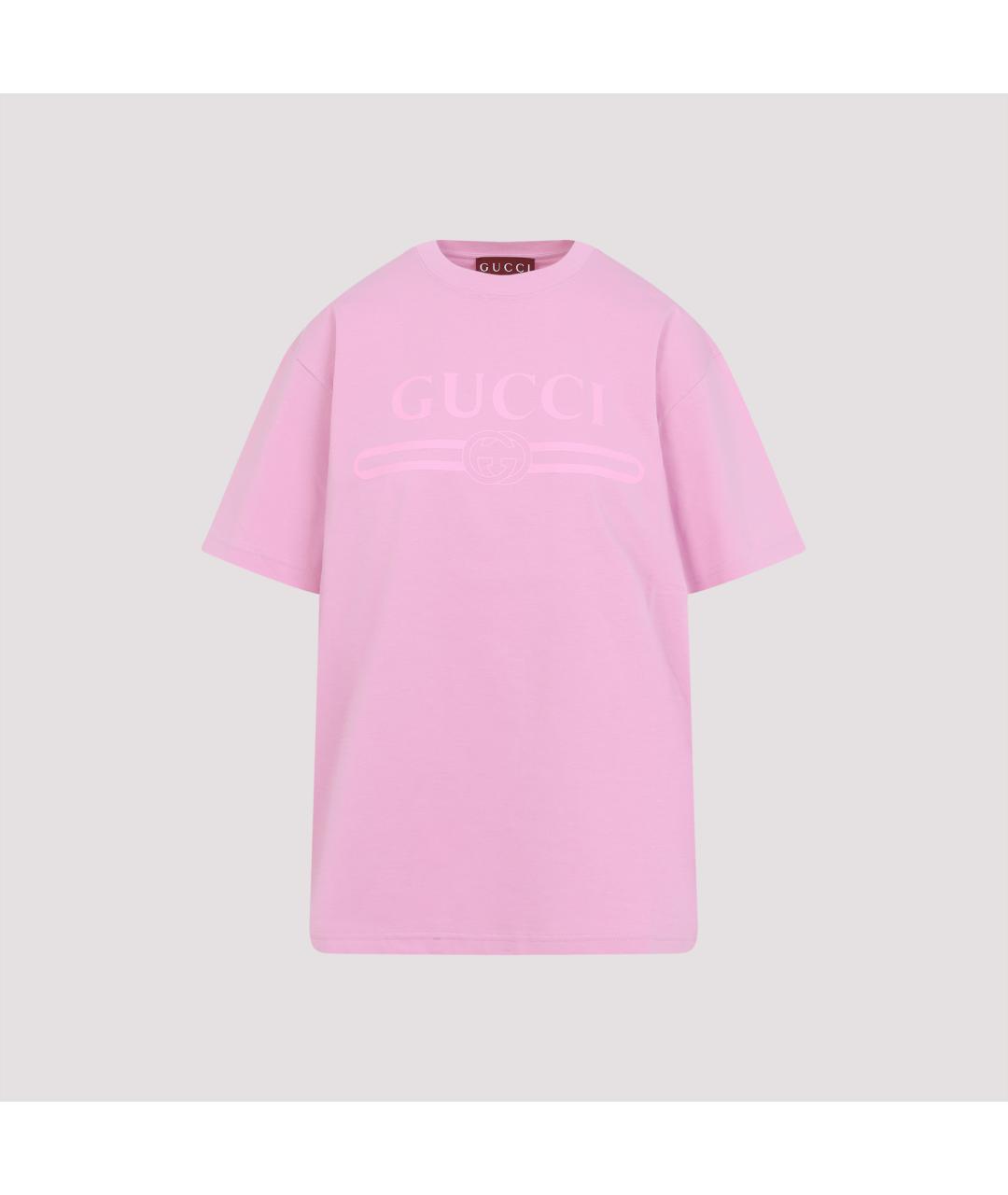 GUCCI Розовая хлопковая футболка, фото 2