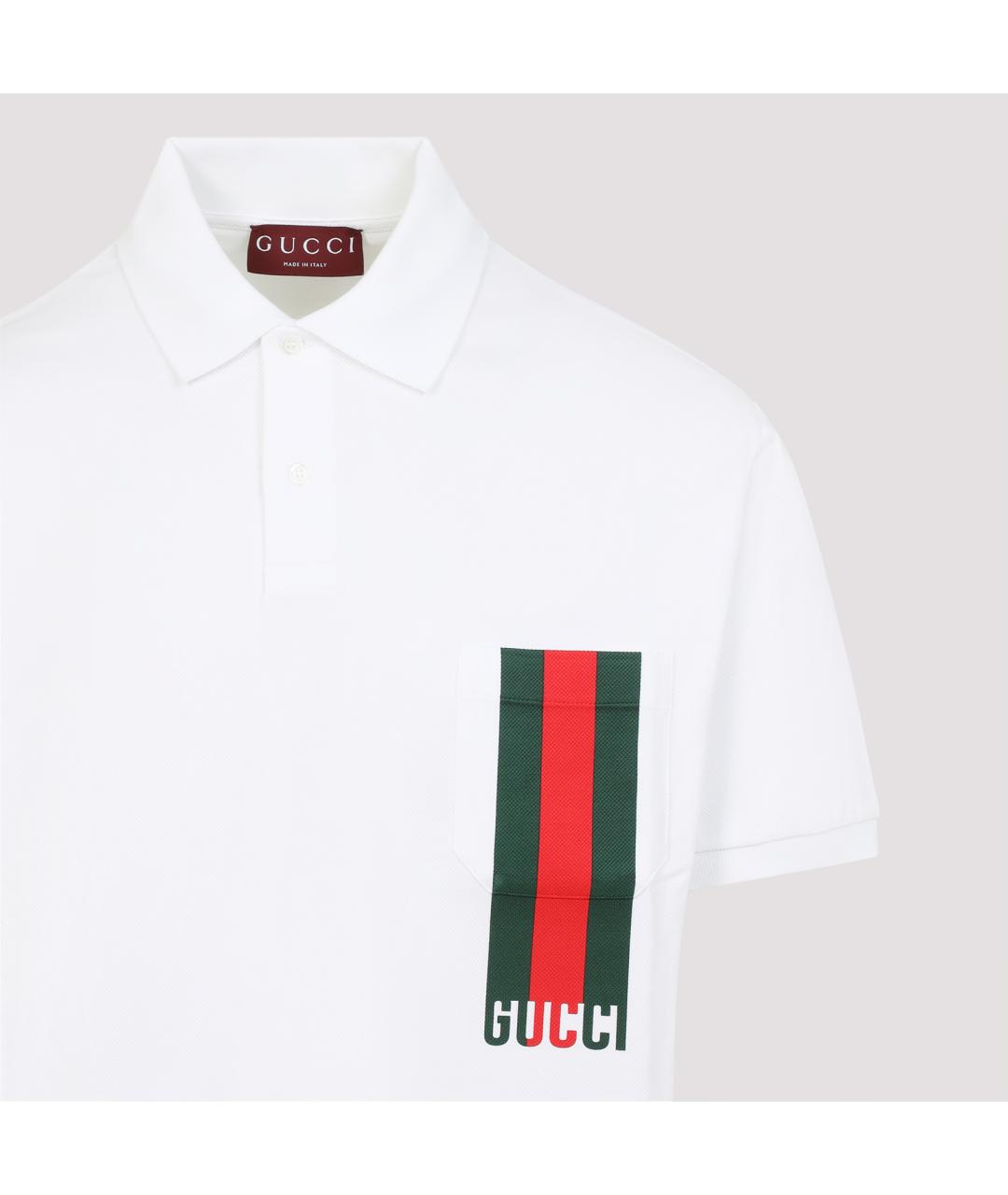 GUCCI Белое хлопковое поло с коротким рукавом, фото 4