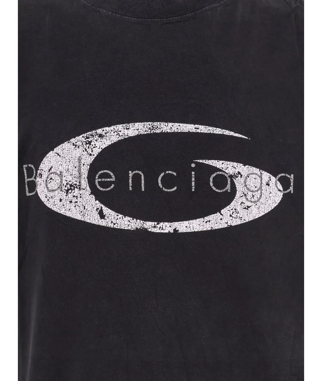 BALENCIAGA Черная хлопковая футболка, фото 3