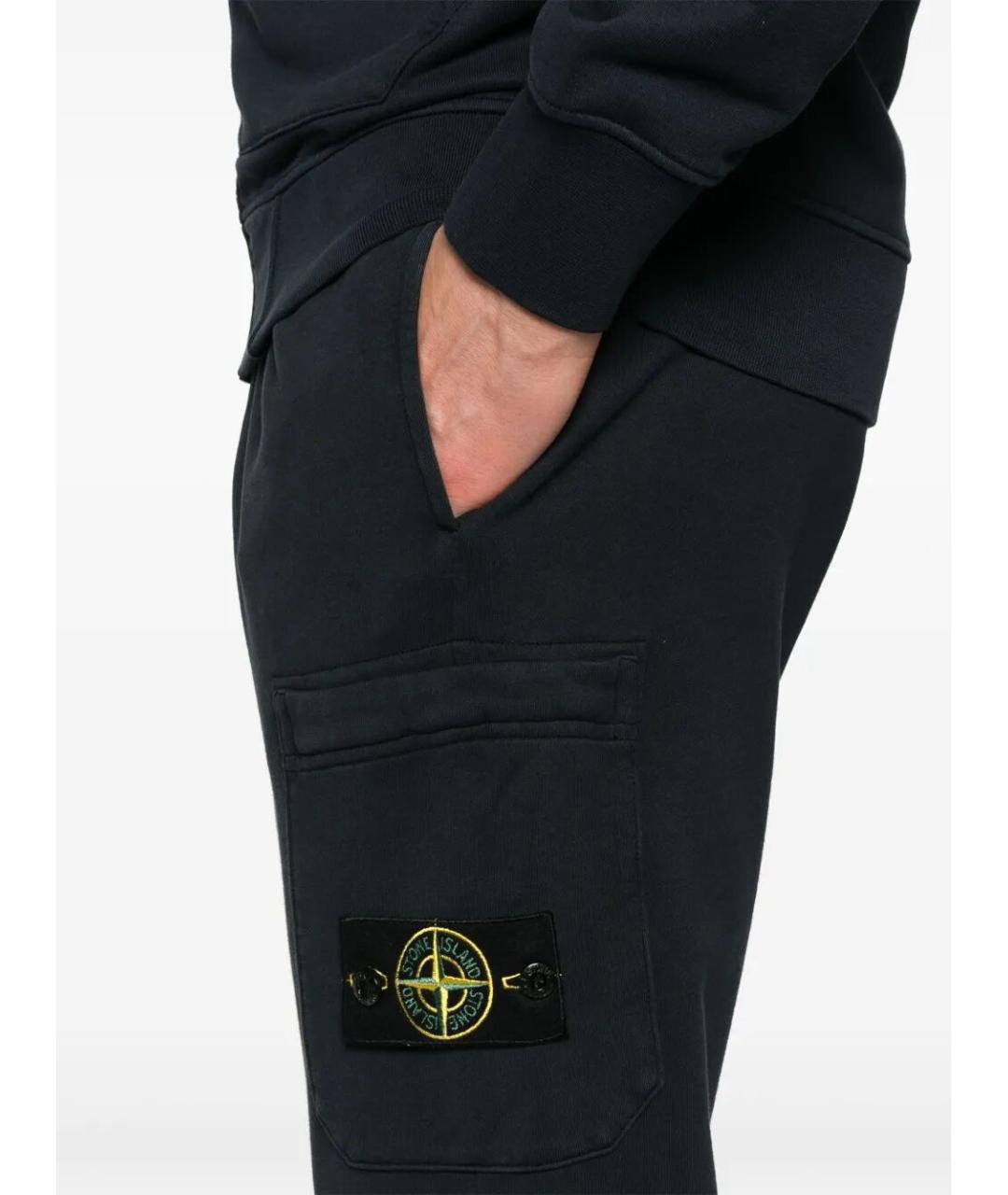 STONE ISLAND Темно-синие хлопковые повседневные брюки, фото 3