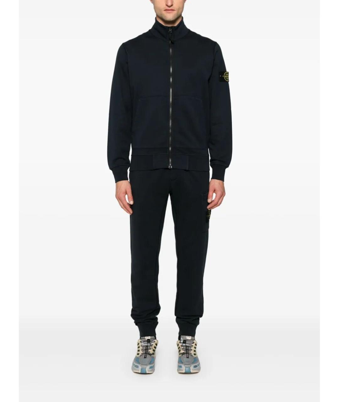 STONE ISLAND Темно-синие хлопковые повседневные брюки, фото 4