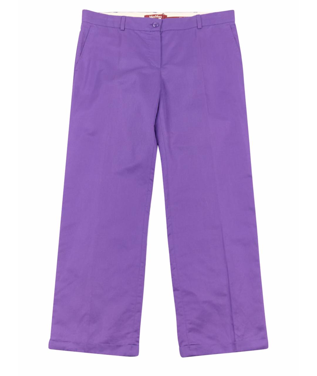 MAX MARA STUDIO Фиолетовые хлопковые прямые брюки, фото 1