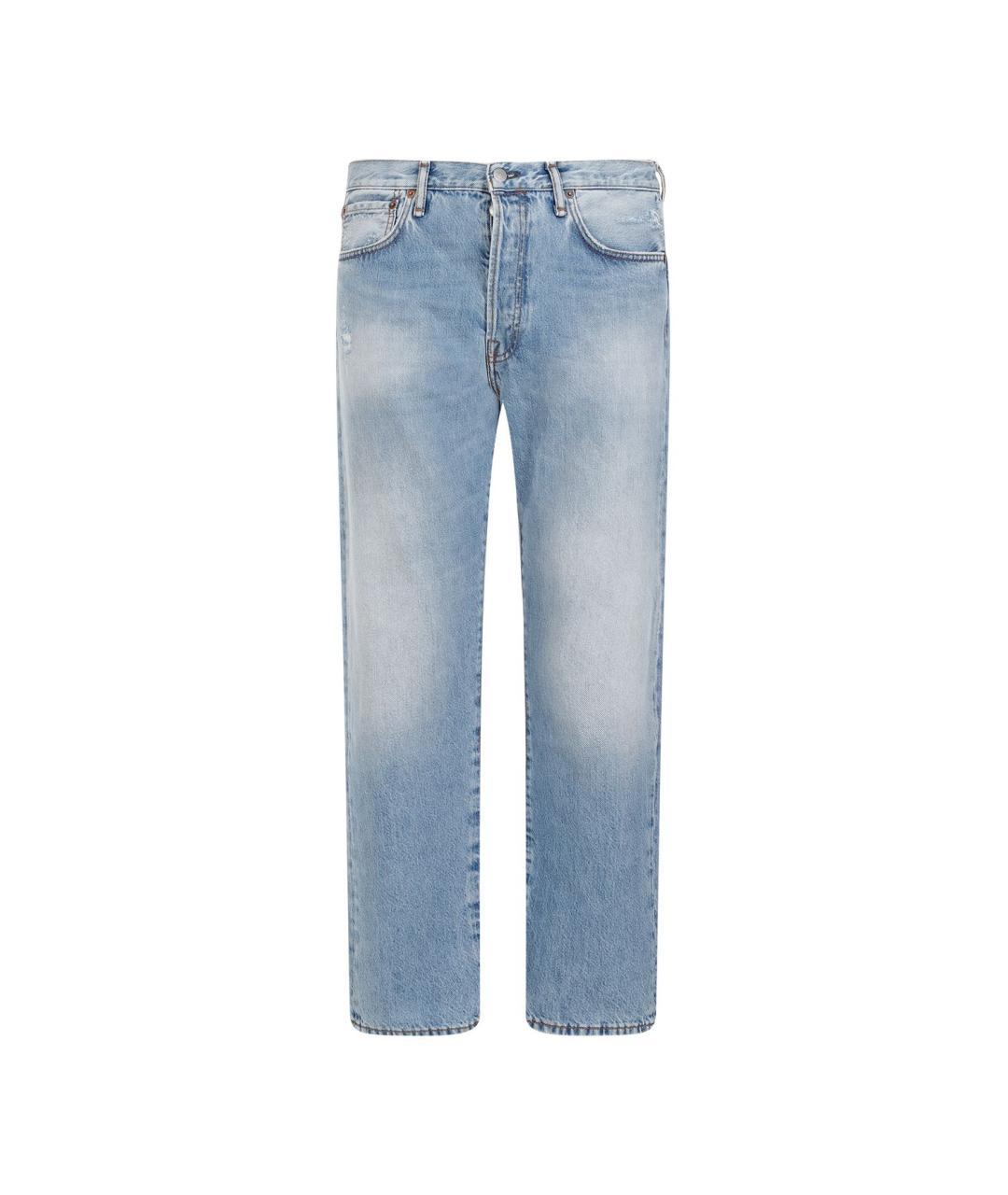 ACNE STUDIOS Голубые хлопковые прямые джинсы, фото 1