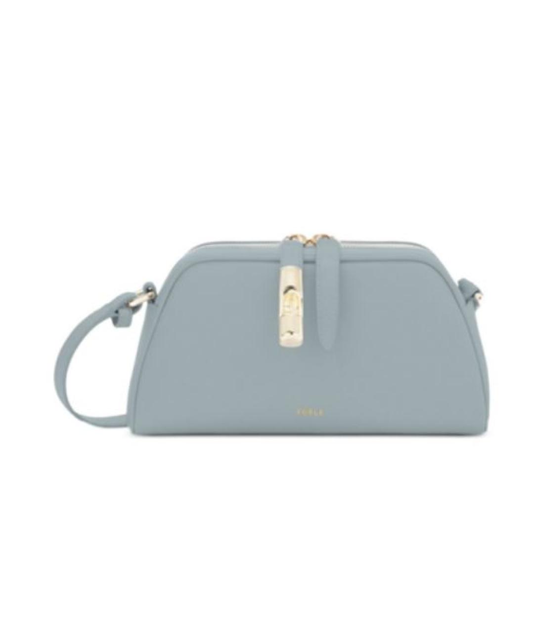 FURLA Голубая кожаная сумка через плечо, фото 5